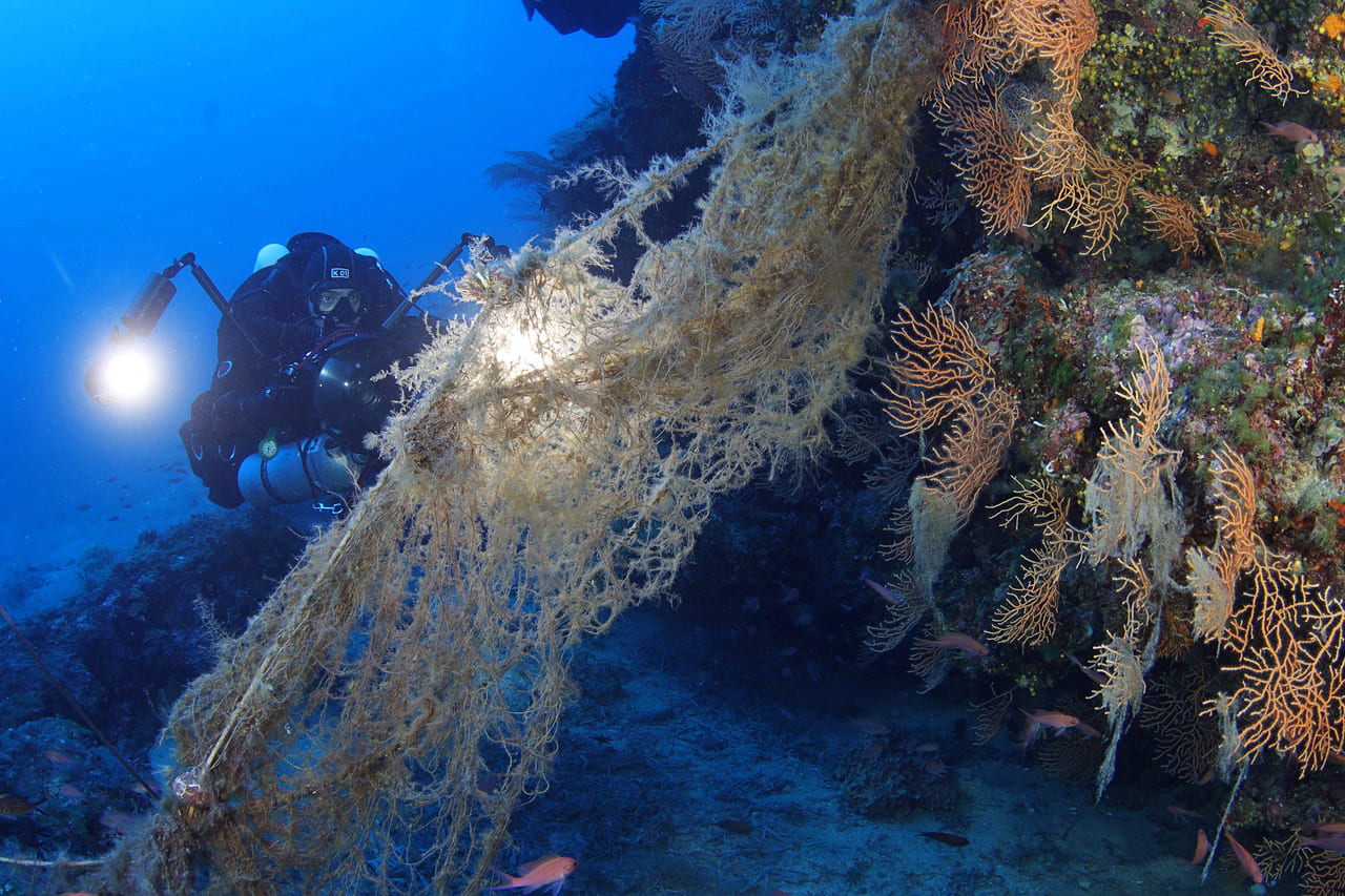 Attrezzi da pesca abbandonati